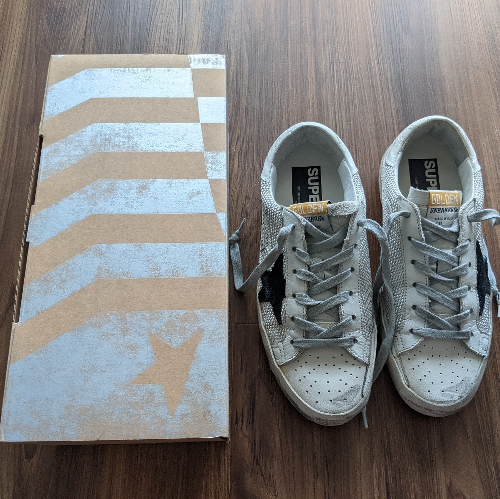 Golden Goose White Distressed Super Star Sneakers - Picture 5 of 5